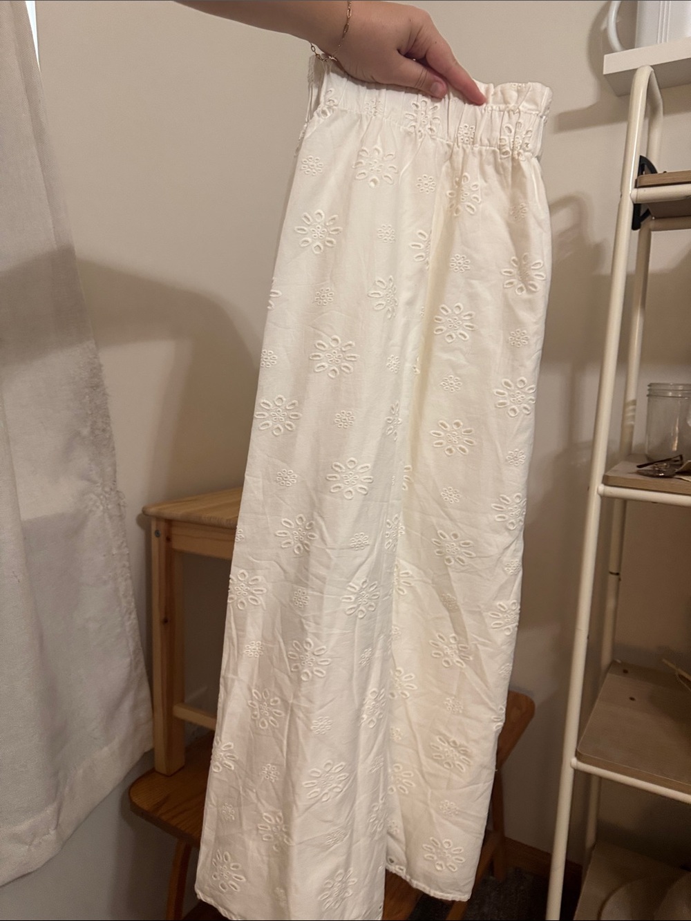 White Eyelet Wide Skirt
